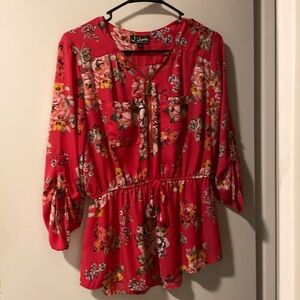 J for Justice pink floral top